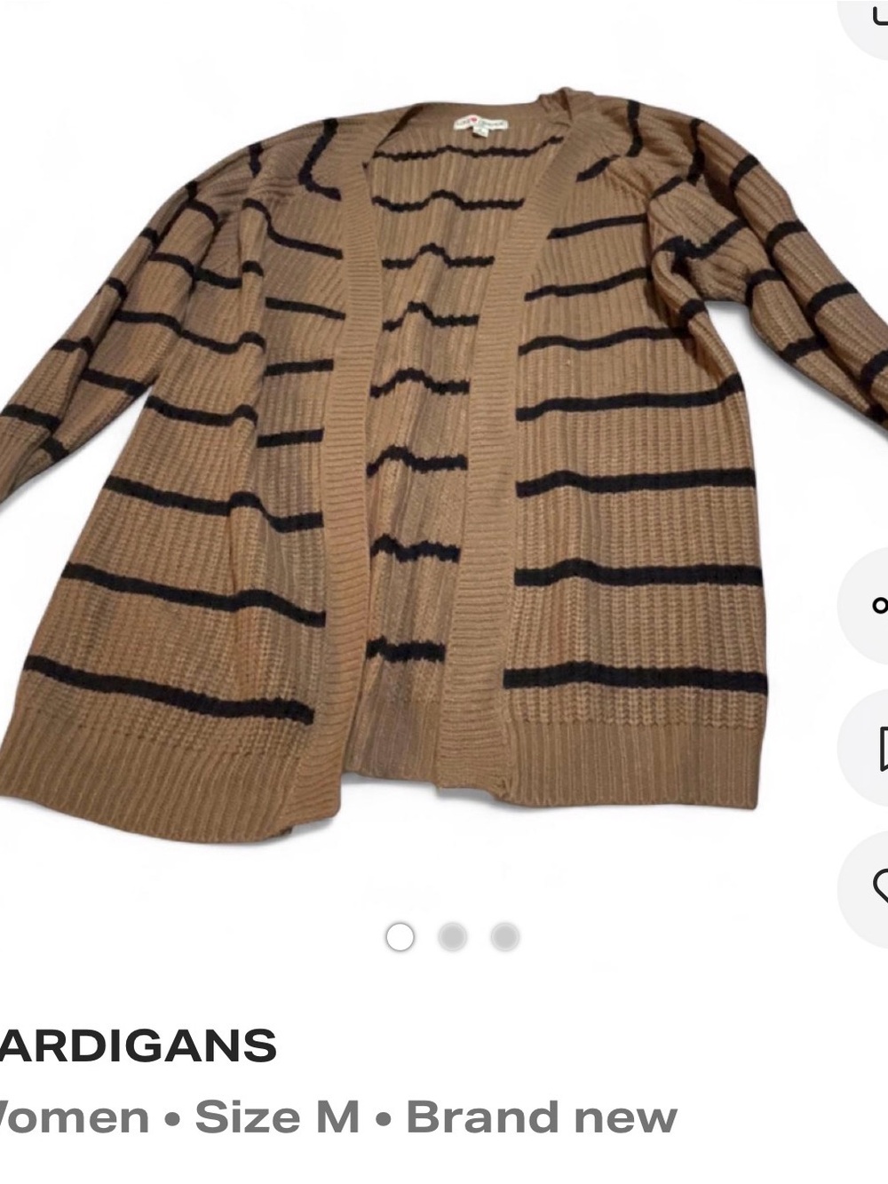 CHNGE Tan Cardigan with Black Stripes